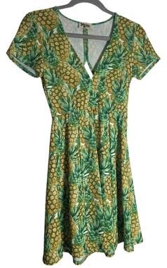 Show Me Your MuMu Pineapple Dress Small Tropical Cutout Mini Beach Vacation zip